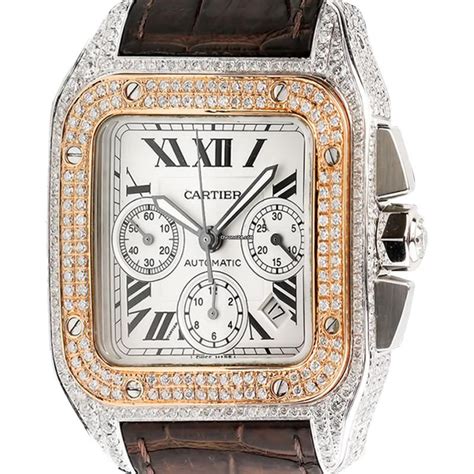 cartier santos 100 diamonds price|cartier santos 100 diamond bezel.